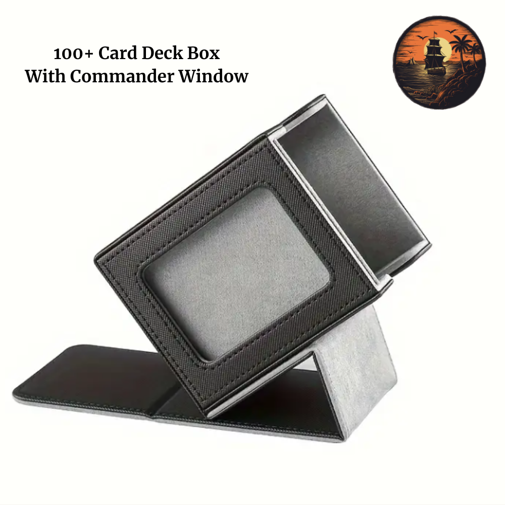 MTG Commander Deck Box 100+ Cards with Commander Window - Grey/Black